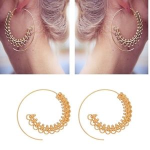Gold Spiral Tribal Sacred Geometry Boho Earrings